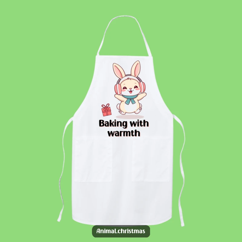Funny Rabbit Earmuffs Apron: Hopping Chef Rabbit for Funny Gift