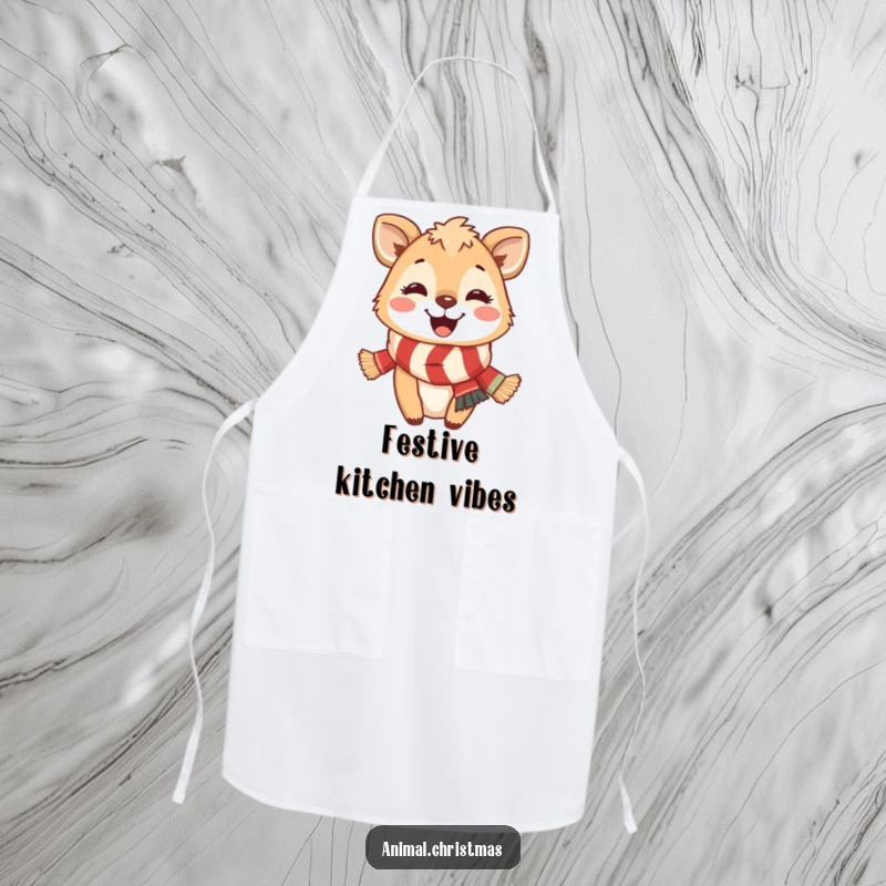Funny Apron: A smiling animal wearing a festive scarf adds a touch of lighthearted joy to your kitchen.
