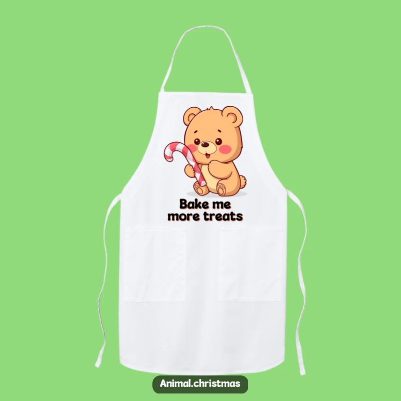 Funny Bear Cub Candy Cane Apron: Excited Chef Cub for the Ultimate Funny Gift