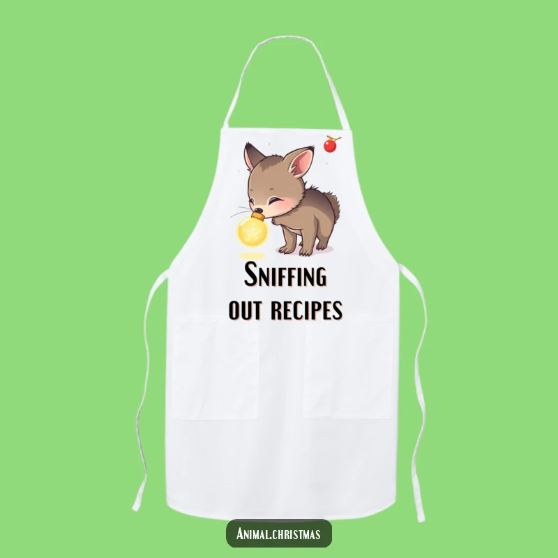 Funny Curious Animal Ornament Apron, Festive Kitchen Discovery