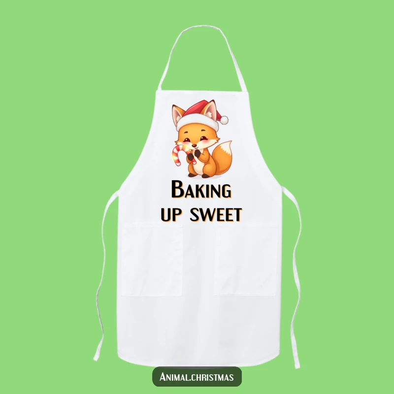 Funny Fox Santa Apron: Festive Kitchen Magic, Hilarious Candy Cane Design, Unique Gift
