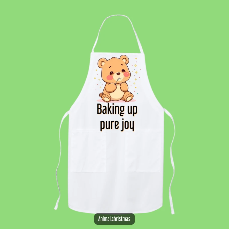 Funny Kawaii Bear Apron: Confetti Celebration - Kitchen's Funny Gift