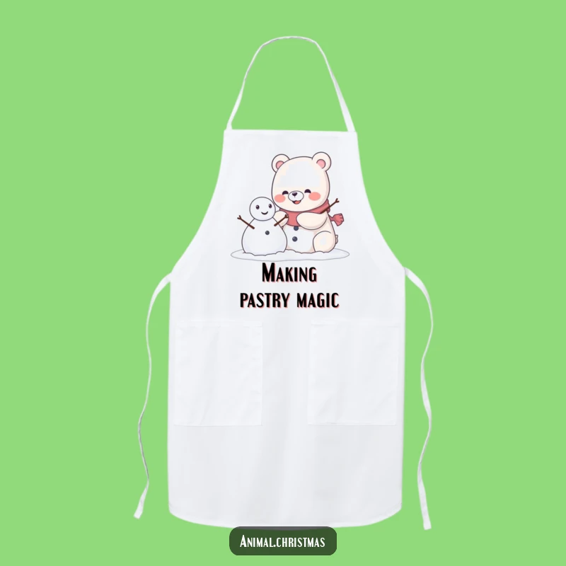 Funny Kawaii Bear Snowman Apron: Cook Up Winter Smiles in the Kitchen