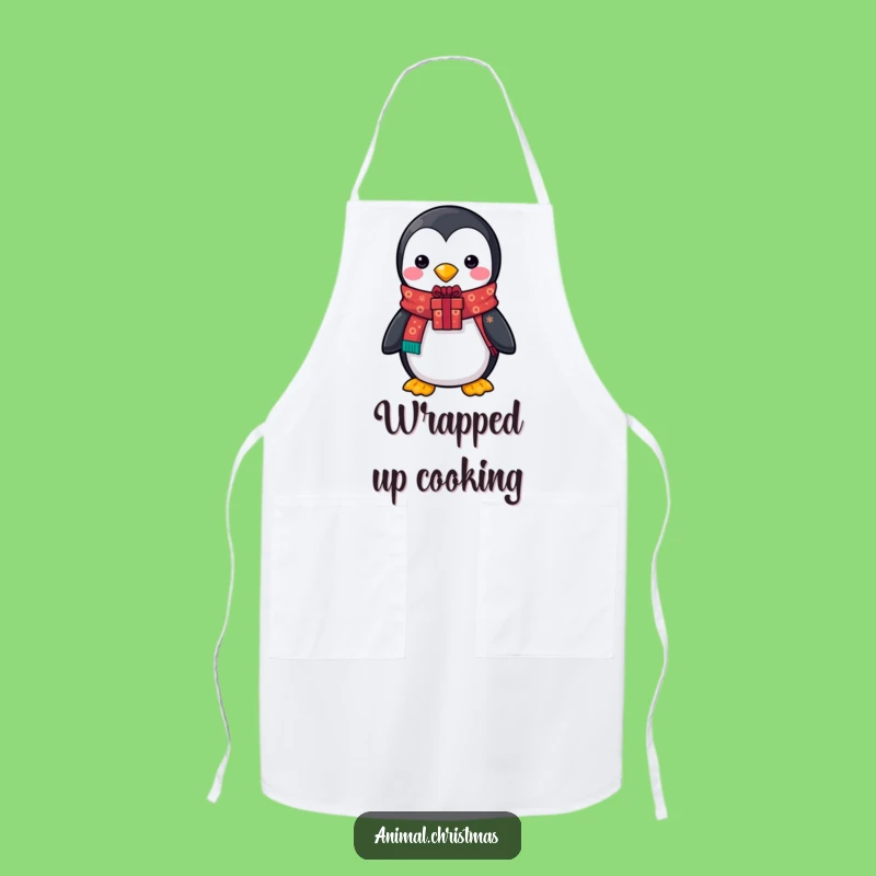 Funny Penguin Scarf Apron - Hilarious Chef Gift for Holiday Baking