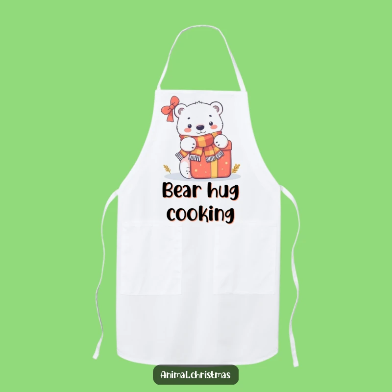 Funny Polar Bear Present Apron: Cook Up Winter Treats with Humorous Style