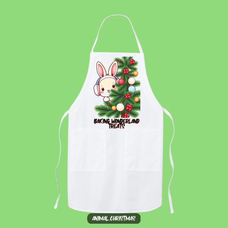 Funny Rabbit Earmuffs Apron - Cute Kitchen Wear for Winter Baking Fun