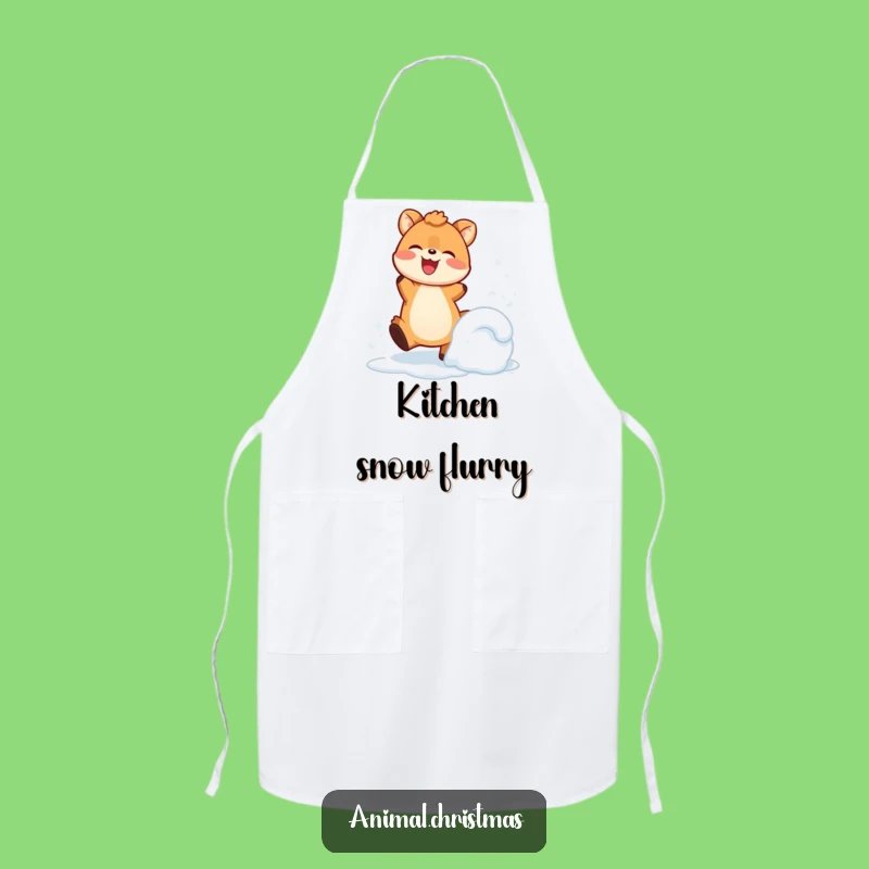Funny Snow Kicking Animal Apron: Cook with Winter Energy, a Perfect Gift!