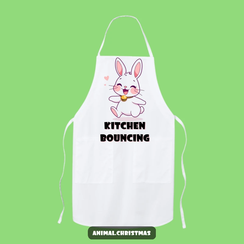 Funny Apron Excited Bunny Christmas Baking Fun