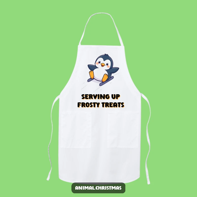Funny Kawaii Penguin Hill Apron: Cook with Winter Glee