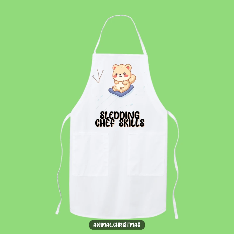 Funny Animal Snow Slide Apron: Cook with a Smile, Hilarious Kitchen Fun, a Perfect Gift!