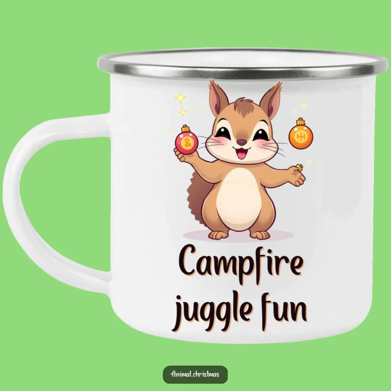 Funny Squirrel Juggling Camping Mug: Outdoor Holiday Cheer, Hilarious Ornaments, Perfect Gift