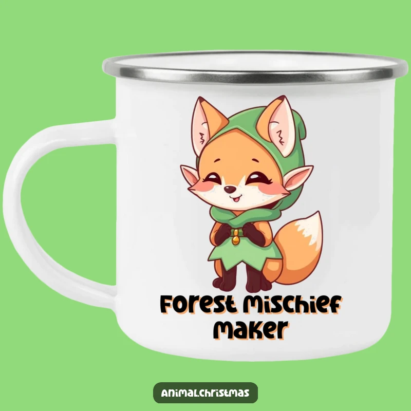 Funny Elf Fox Camping Mug: Enjoy Drinks with a Mischievous Giggle