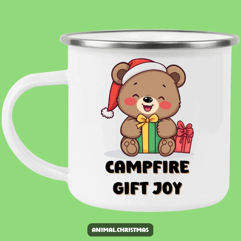 Funny Bear Santa Camping Mug: Outdoor Holiday Cheer, Hilarious Gift Unwrapping Design, Gift