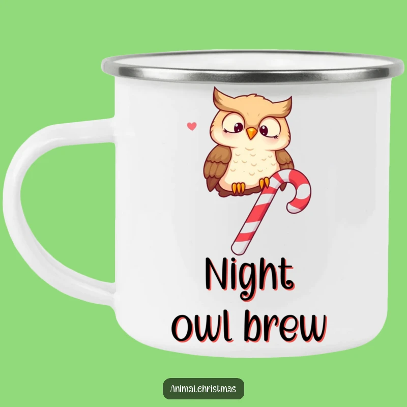 Funny Owl Candy Cane Camping Mug: Merry Hooting for Outdoor Funny Gift