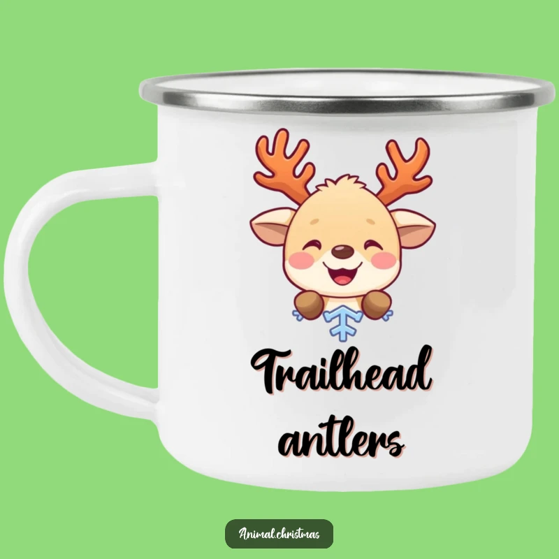 Funny Peeking Antlered Animal Camping Mug, Outdoor Holiday Gift
