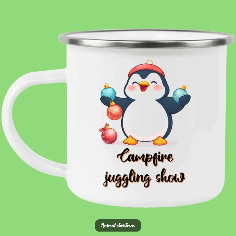 Funny Penguin Juggling Camping Mug - Festive Outdoor Drinkware