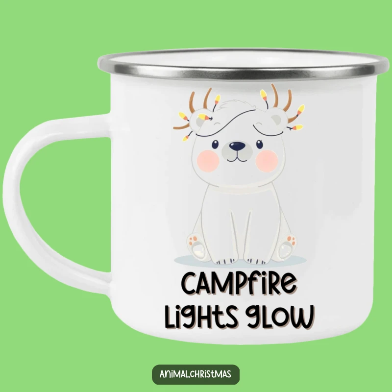 Funny Polar Bear Lights Camping Mug - Outdoor Holiday Gift