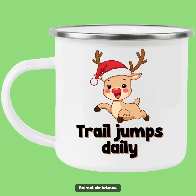 Funny Reindeer Santa Hat Camping Mug - Outdoor Holiday Gift Mug