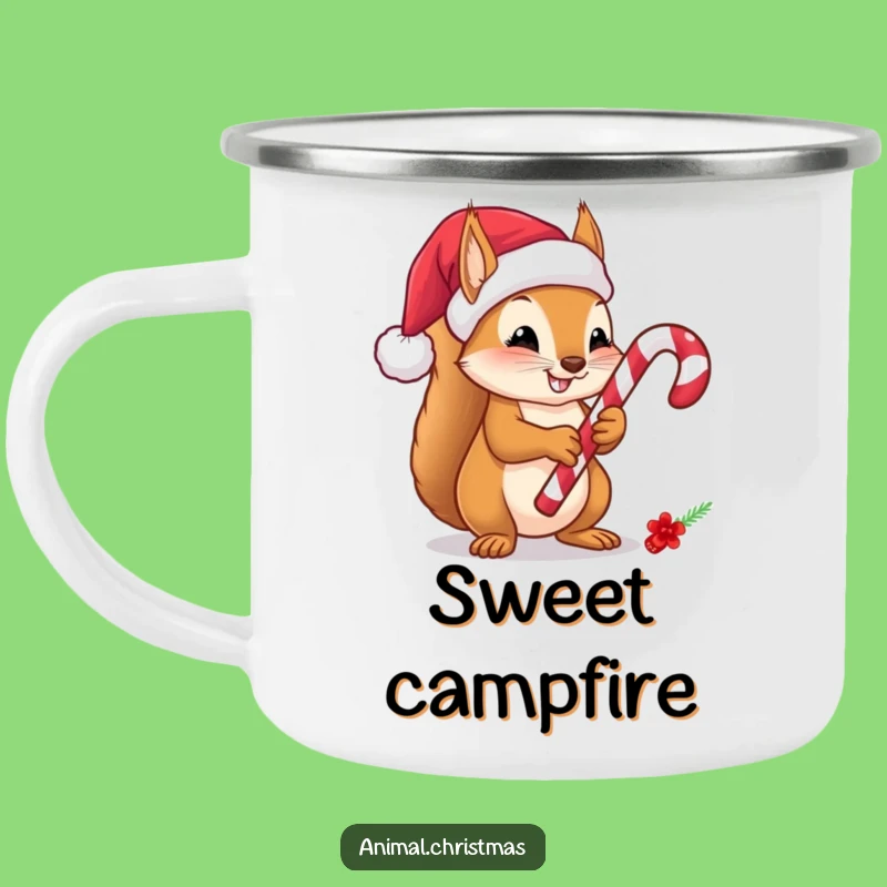 Funny Squirrel Candy Cane Camping Mug - Outdoor Christmas Sweet Humor