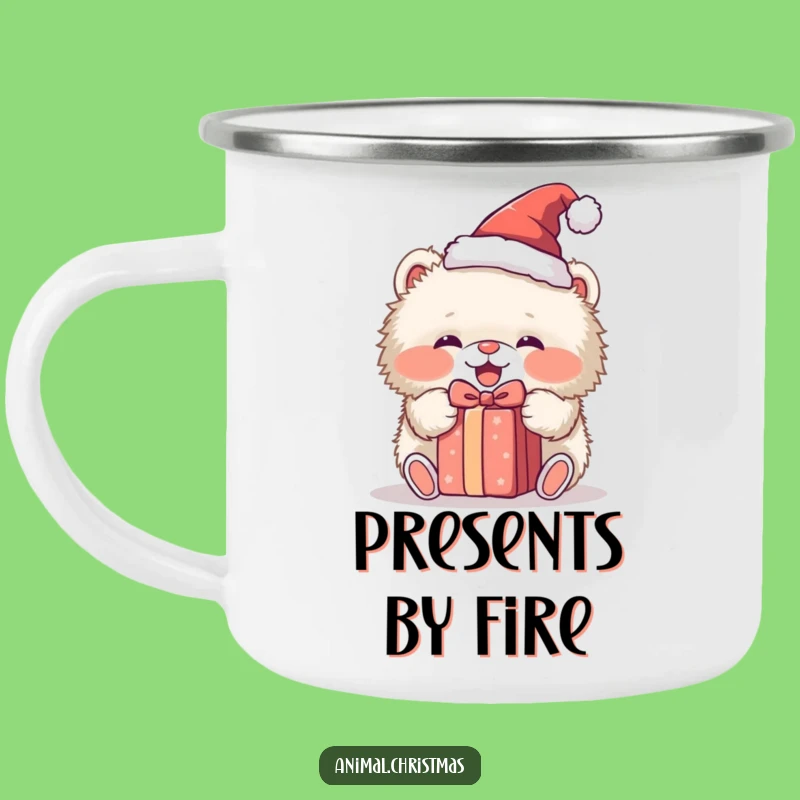 Funny Fluffy Animal Santa Hat Camping Mug: Adventure & Hilarious Gift for Outdoors