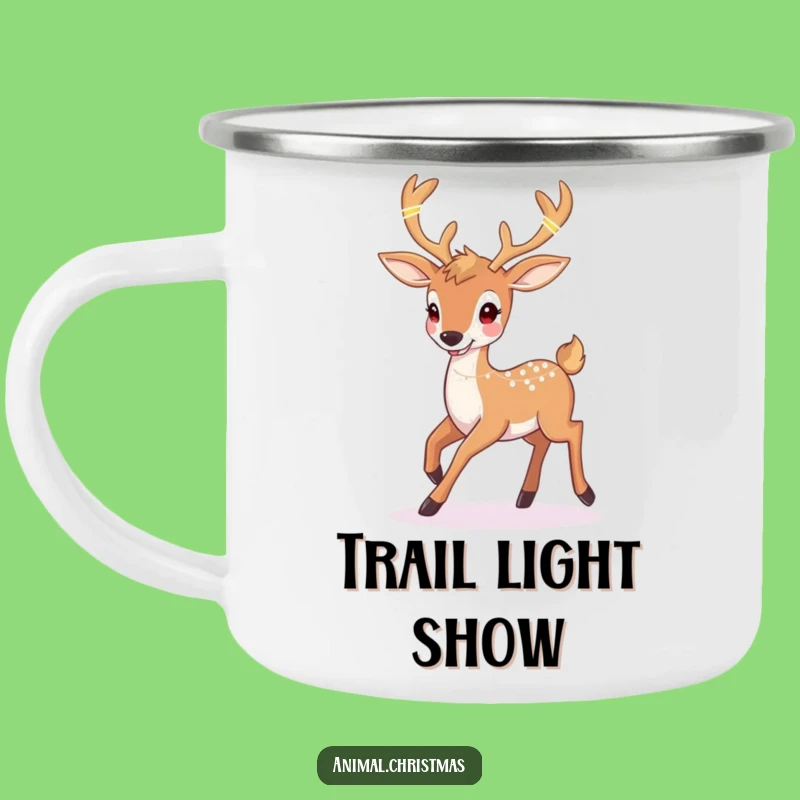 Funny Deer Christmas Camping Mug: Twinkling Lights, Outdoor Holiday Gift
