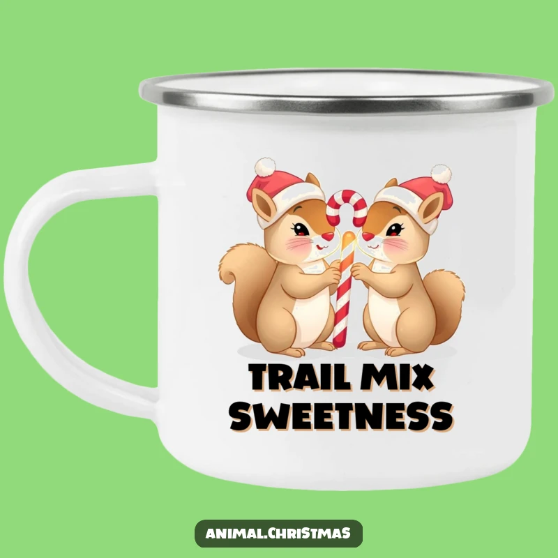 Funny Squirrel Christmas Camping Mug: Hats & Candy Cane, Outdoor Holiday Gift