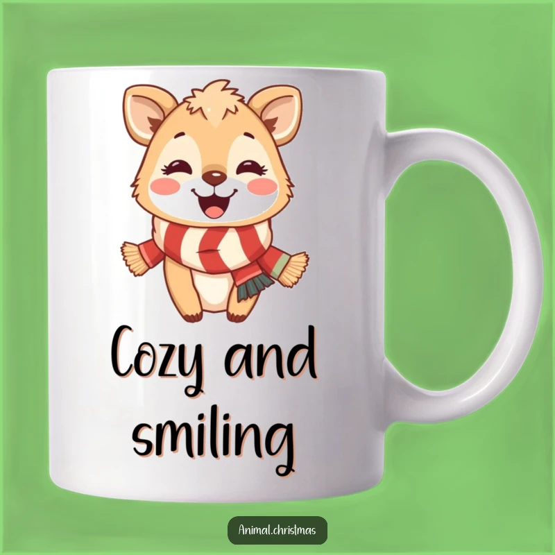 Funny Festive Animal Scarf Mug: Cheerful Winter Smiles for Coffee Lovers, a Perfect Gift!
