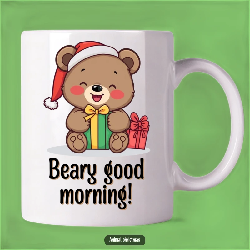 Funny Bear Santa Mug: Joyful Gift Unwrapping, Hilarious Christmas Present, Perfect Gift Idea