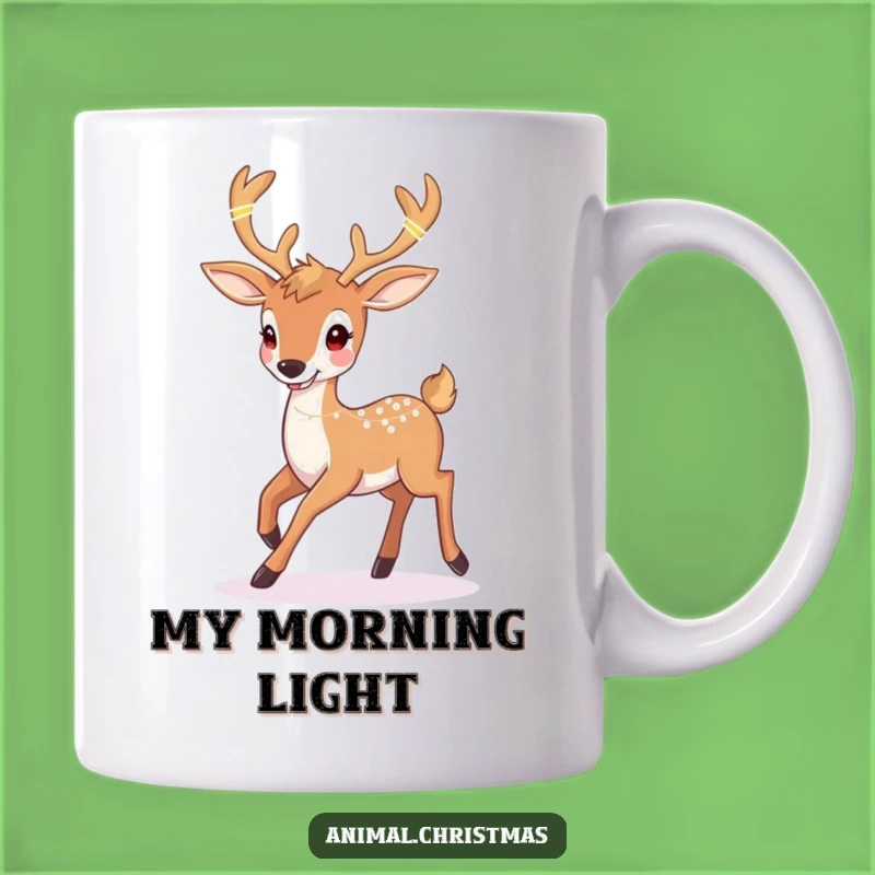 Funny Deer Christmas Mug: Twinkling Lights Antlers, Whimsical Holiday Gift