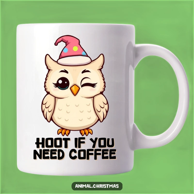 Funny Kawaii Owl Festive Hat Mug: A Hilarious and Cute Gift for Owl Lovers