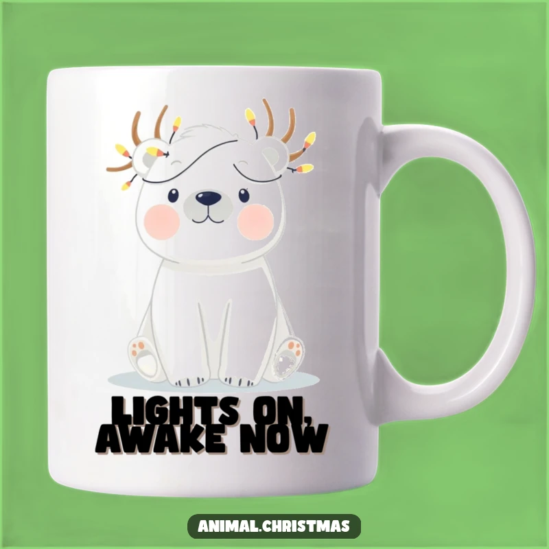 Funny Polar Bear Lights Mug - Hilarious Tangled Christmas Gift for Him