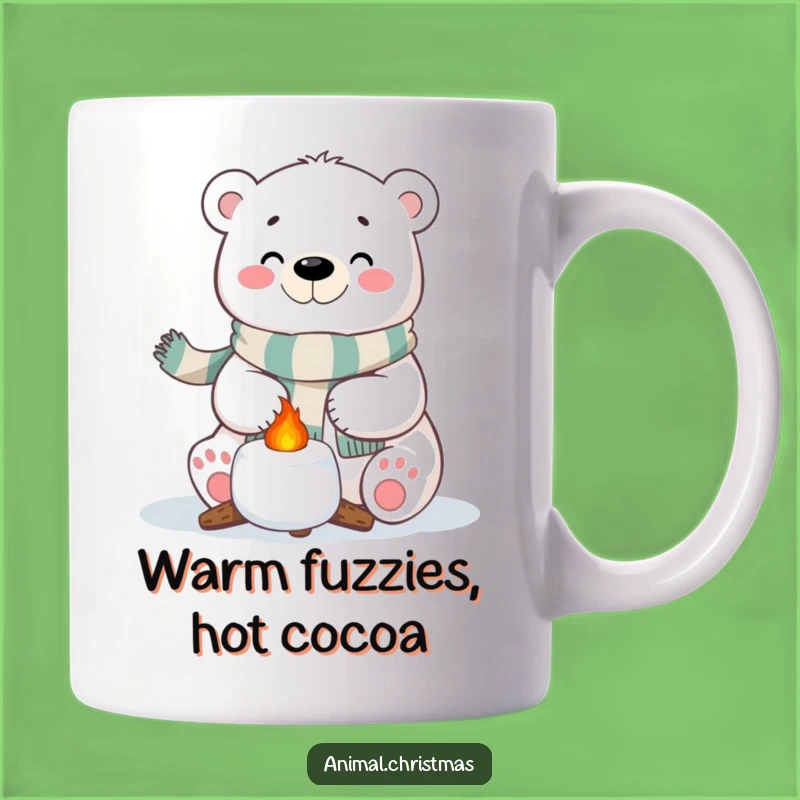 Funny Polar Bear Marshmallow Mug - Festive Scarf Roasting Gift