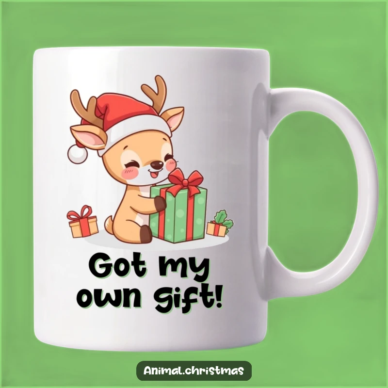 Funny Kawaii Deer Santa Hat Mug: Hilarious Festive Gift for Christmas Lovers