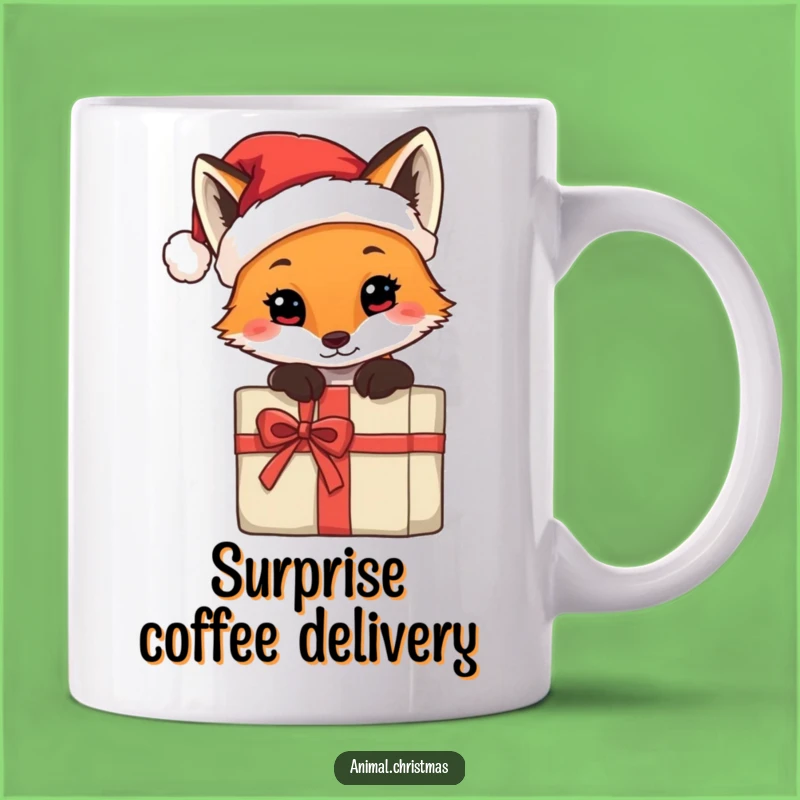 Funny Fox Santa Hat Mug - Adorable Christmas Gift for Fox Lovers