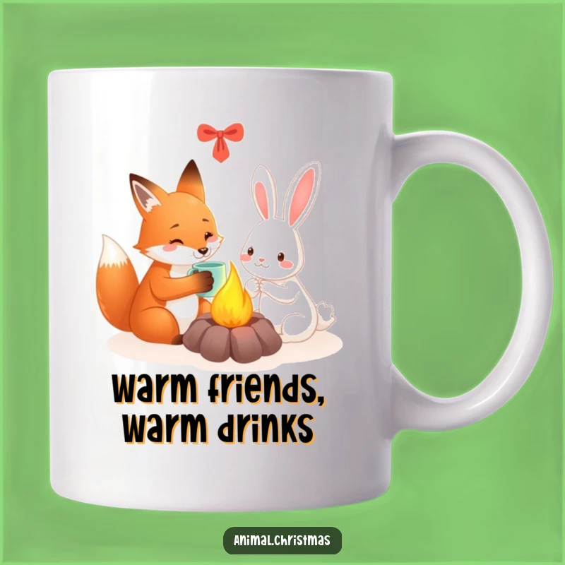 Funny Fox & Rabbit Cozy Mug - Warm Winter Friends Gift for Couples