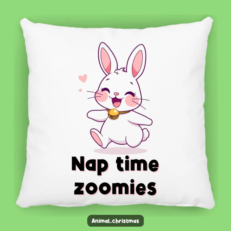 Funny Pillow Excited Bunny Jingle Bells Holiday Decor