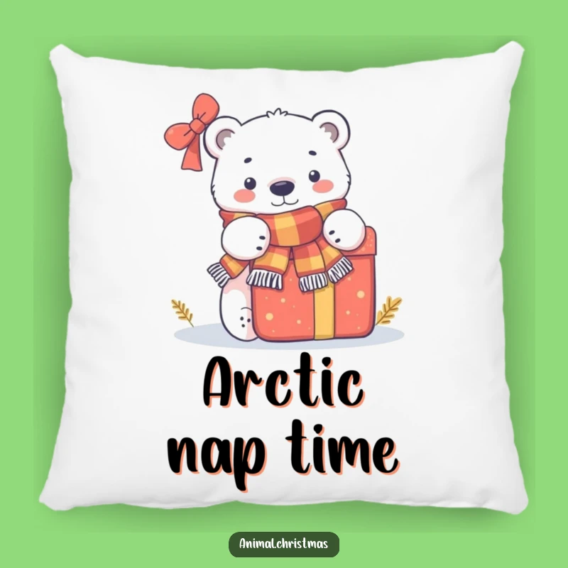 Funny Polar Bear Present Pillow: Cozy Winter Comfort with a Touch of Humor