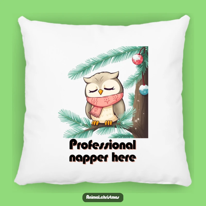 Funny Sleepy Owl Pillow - Cozy Christmas Accent Decor