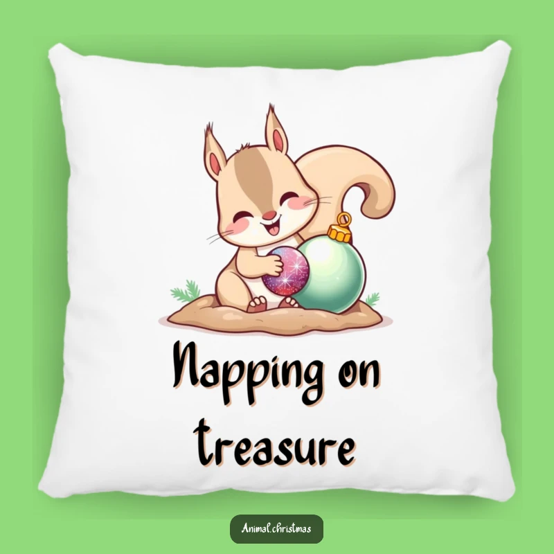 Funny Squirrel Ornament Pillow: Cozy Happy Hoarder for a Funny Gift