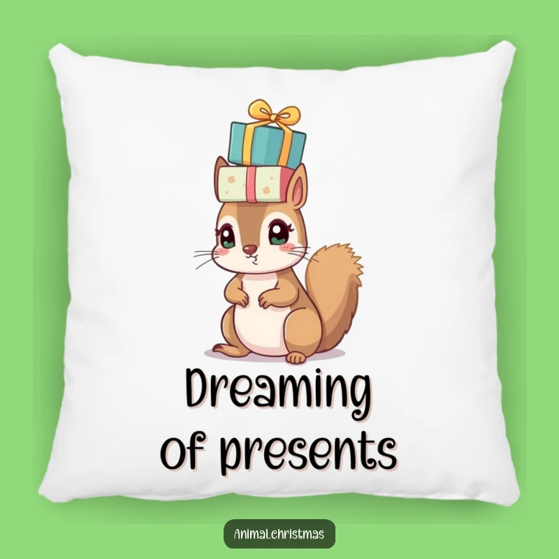 Funny Squirrel Presents Pillow - Cozy Christmas Accent