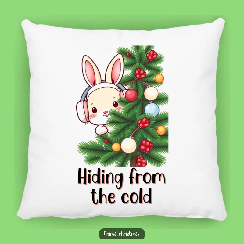 Funny Rabbit Earmuffs Pillow - Cozy Accent for Cute Winter Decor