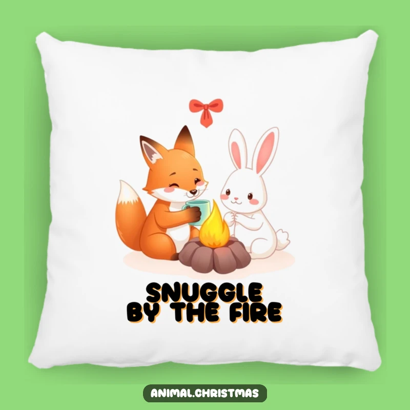 Funny Fox & Rabbit Cozy Pillow - Heartwarming Accent for Winter Decor