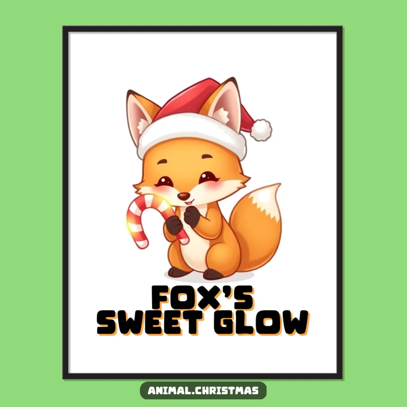 Funny Fox Santa Digital Art: Glowing Candy Cane Design File, Hilarious Instant Holiday Gift