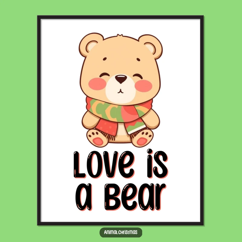 Funny Bear Kiss Digital Print - Instant Festive Wall Art & Humor
