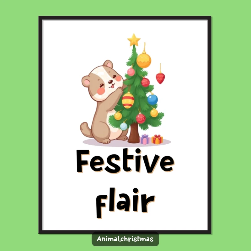 Funny Decorating Animal Tree Digital Art, Instant Craft Wall Decor