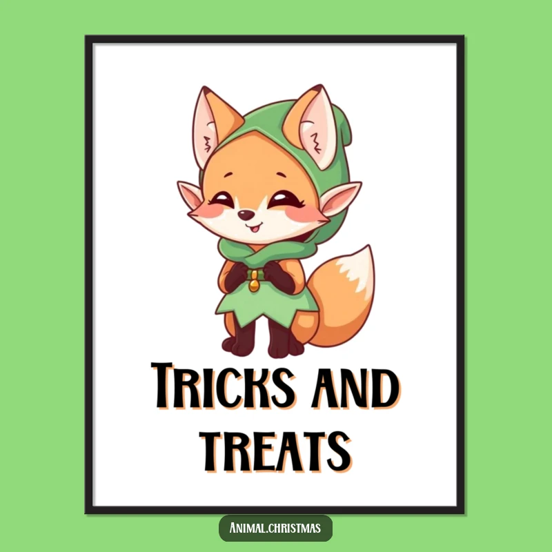 Funny Elf Fox Digital Art Print: Instant Mischief and Charm for Your Walls