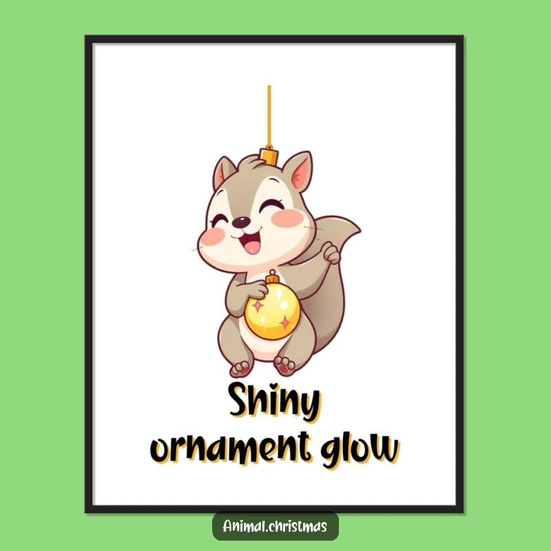 Funny Kawaii Squirrel Ornament Digital Art: Hilarious Holiday Decor Download