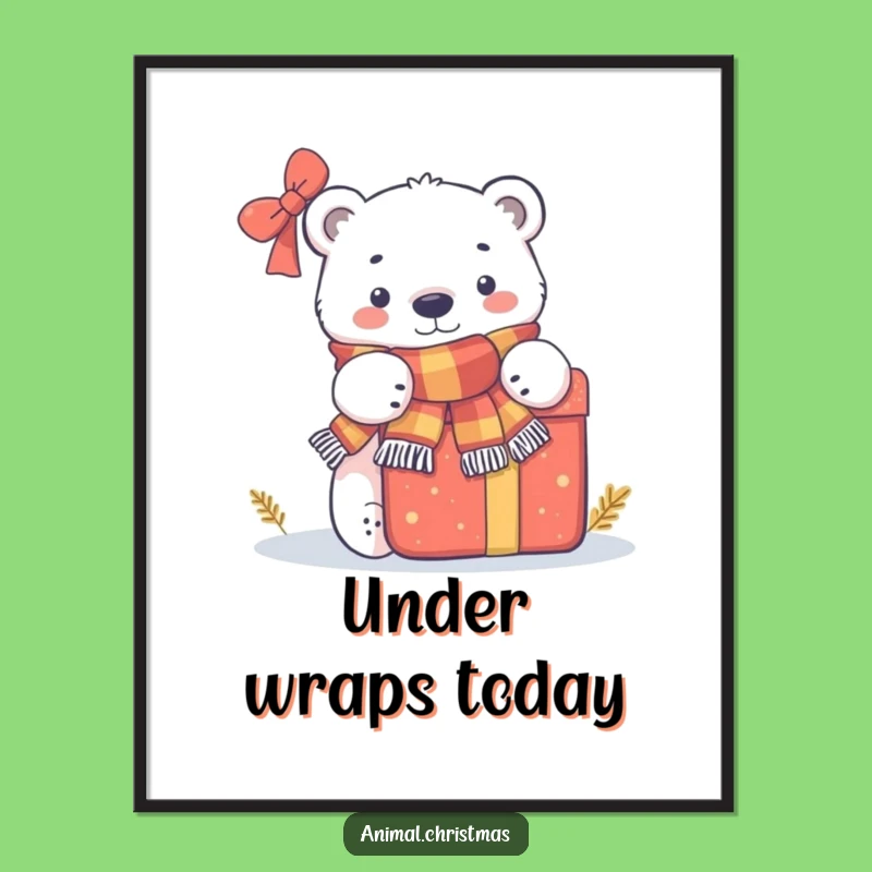 Funny Polar Bear Present Digital Art: Instant Winter Cheer for Your Walls