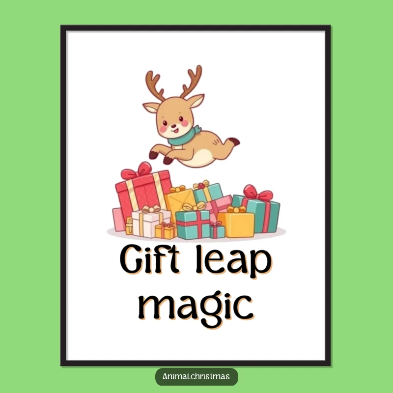 Funny Reindeer Digital Art: Joyful Leaping Holiday Design File, Hilarious Instant Gift