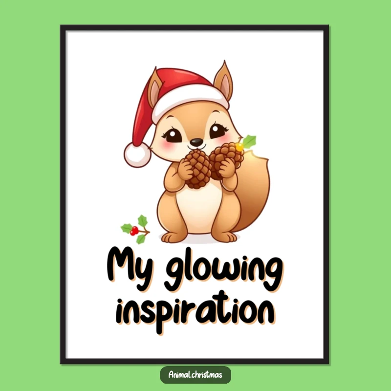 Funny Santa Squirrel Digital Art Print: Instant Festive Decor for Joyful Walls